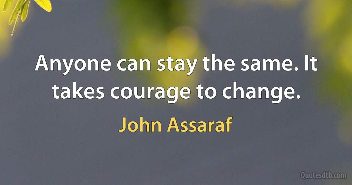 Anyone can stay the same. It takes courage to change. (John Assaraf)