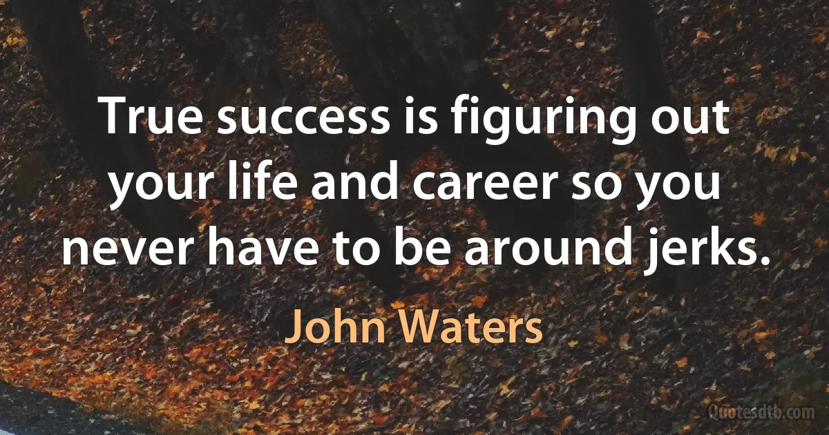 True success is figuring out your life and career so you never have to be around jerks. (John Waters)