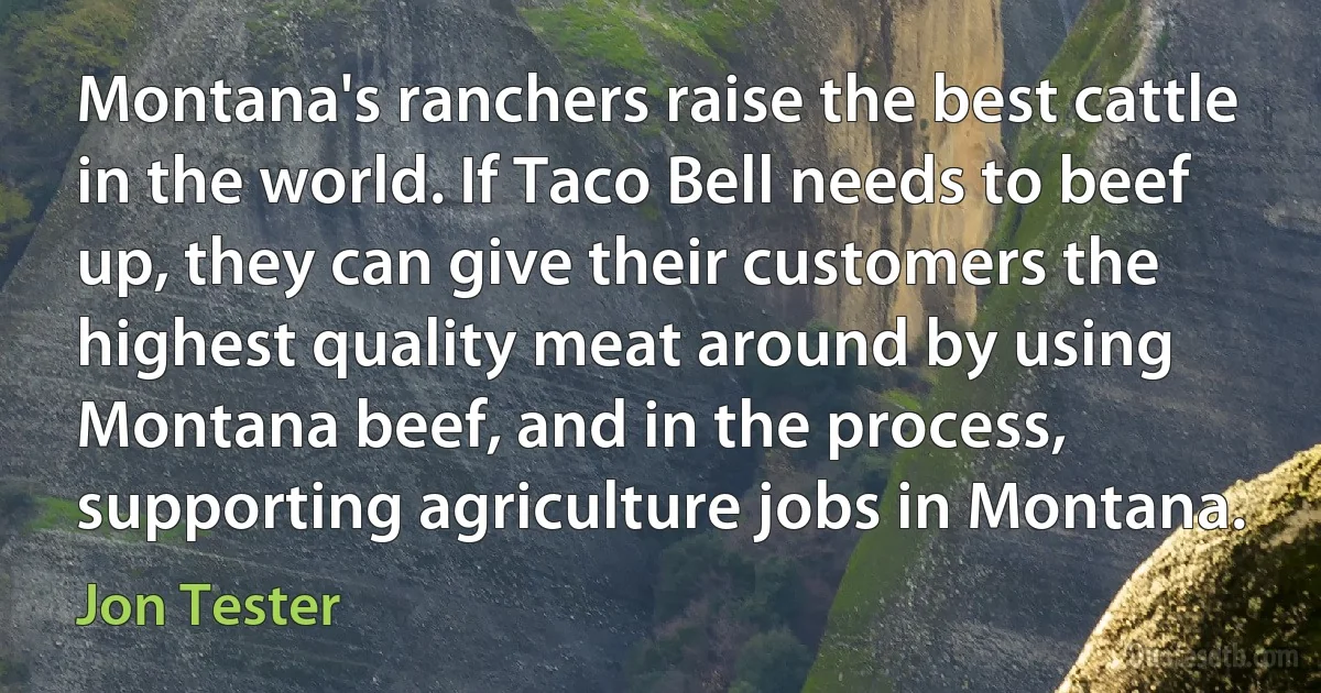 Montana's ranchers raise the best cattle in the world. If Taco Bell needs to beef up, they can give their customers the highest quality meat around by using Montana beef, and in the process, supporting agriculture jobs in Montana. (Jon Tester)