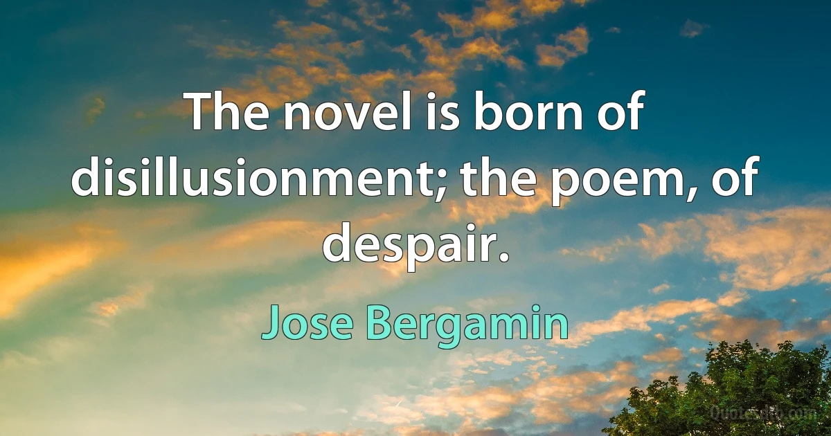 The novel is born of disillusionment; the poem, of despair. (Jose Bergamin)