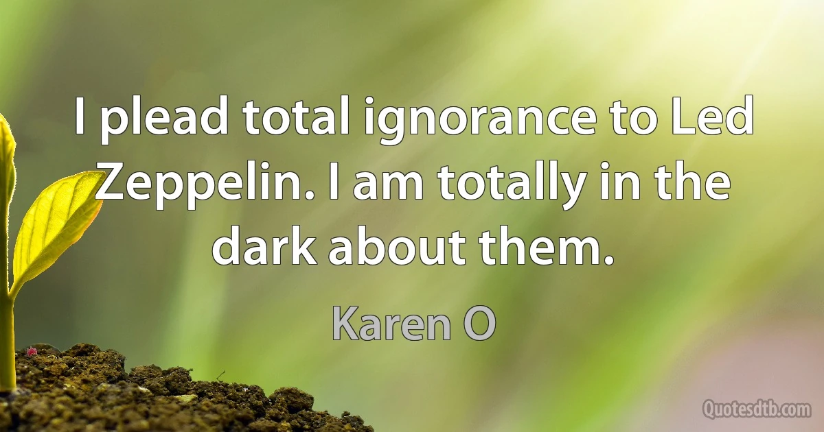 I plead total ignorance to Led Zeppelin. I am totally in the dark about them. (Karen O)