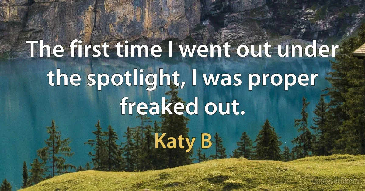 The first time I went out under the spotlight, I was proper freaked out. (Katy B)