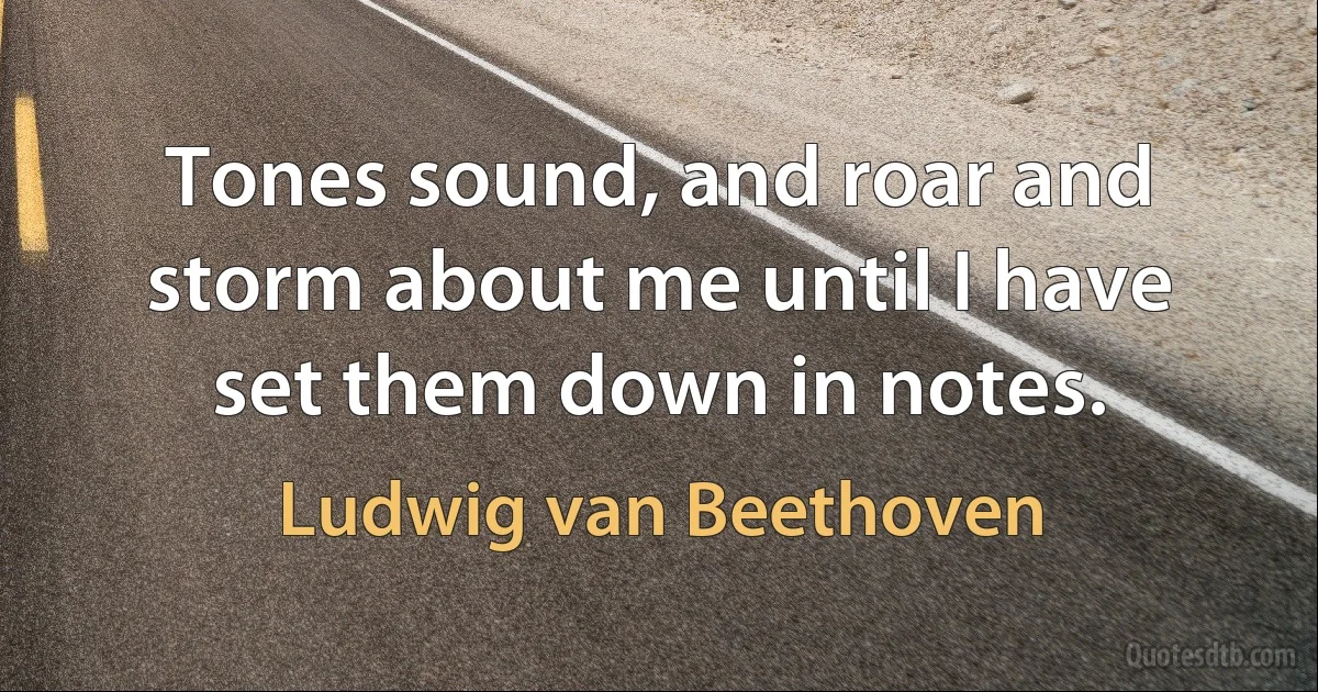 Tones sound, and roar and storm about me until I have set them down in notes. (Ludwig van Beethoven)