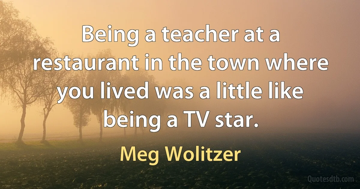 Being a teacher at a restaurant in the town where you lived was a little like being a TV star. (Meg Wolitzer)