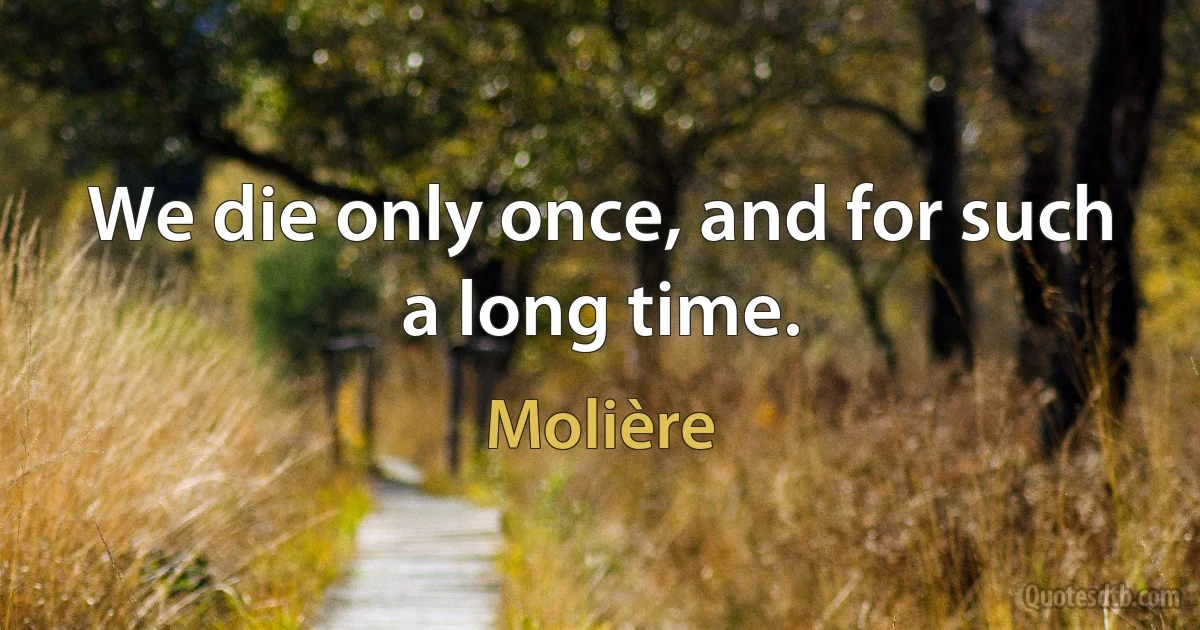 We die only once, and for such a long time. (Molière)