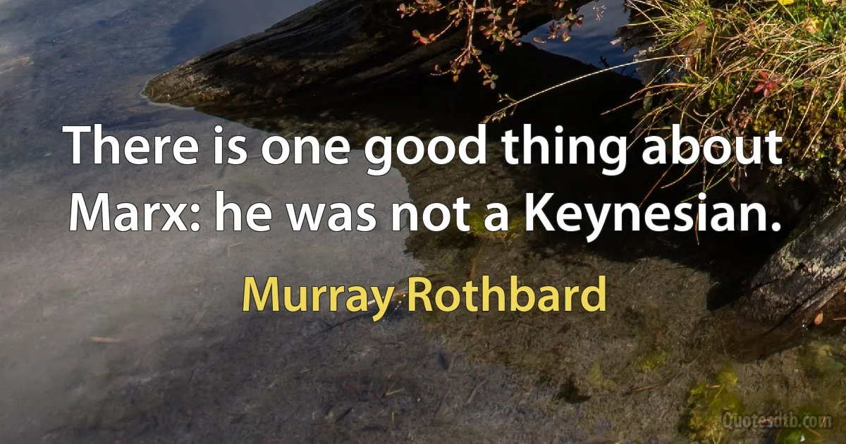 There is one good thing about Marx: he was not a Keynesian. (Murray Rothbard)