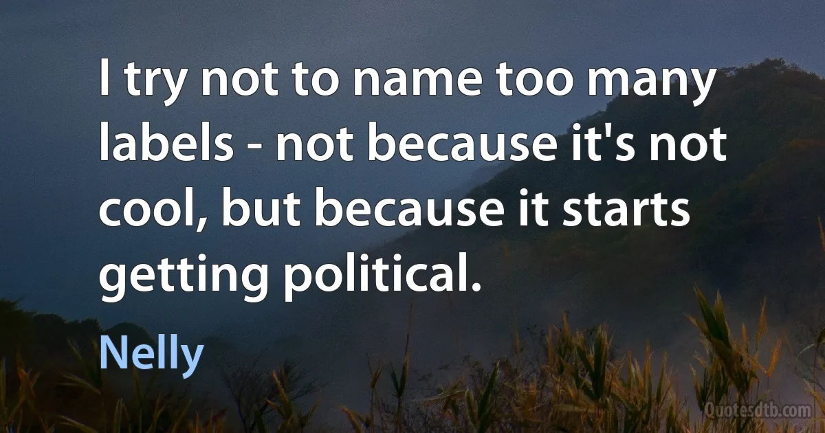 I try not to name too many labels - not because it's not cool, but because it starts getting political. (Nelly)