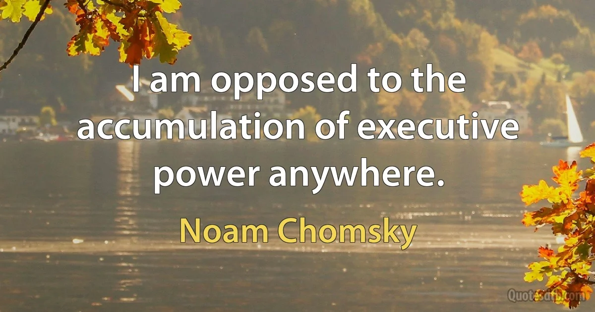 I am opposed to the accumulation of executive power anywhere. (Noam Chomsky)