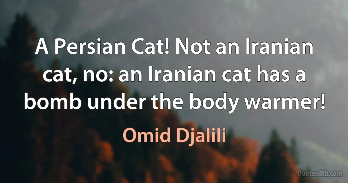 A Persian Cat! Not an Iranian cat, no: an Iranian cat has a bomb under the body warmer! (Omid Djalili)