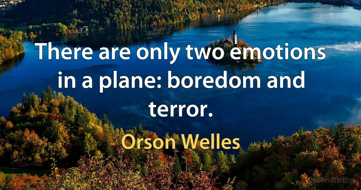 There are only two emotions in a plane: boredom and terror. (Orson Welles)