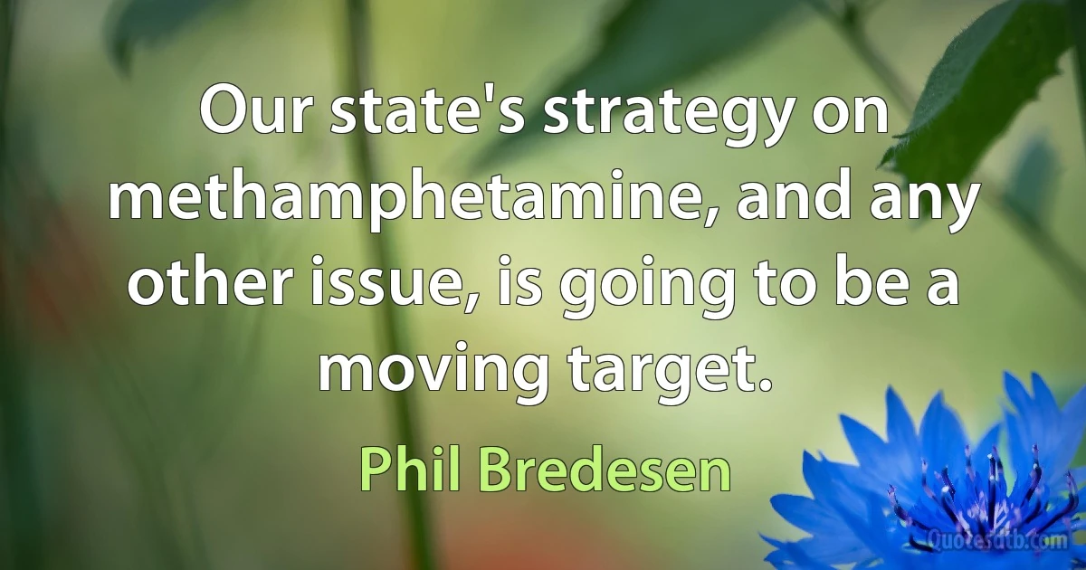 Our state's strategy on methamphetamine, and any other issue, is going to be a moving target. (Phil Bredesen)