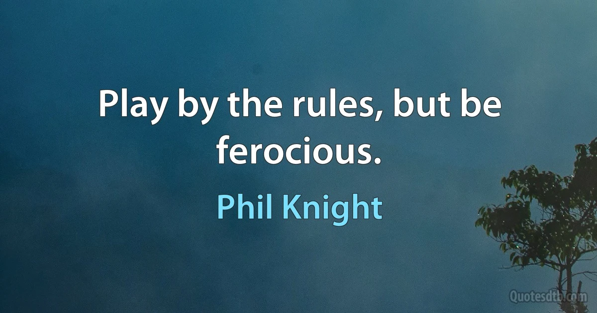 Play by the rules, but be ferocious. (Phil Knight)