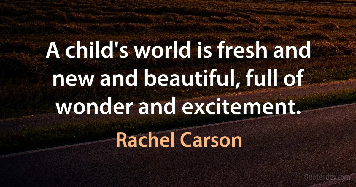 A child's world is fresh and new and beautiful, full of wonder and excitement. (Rachel Carson)