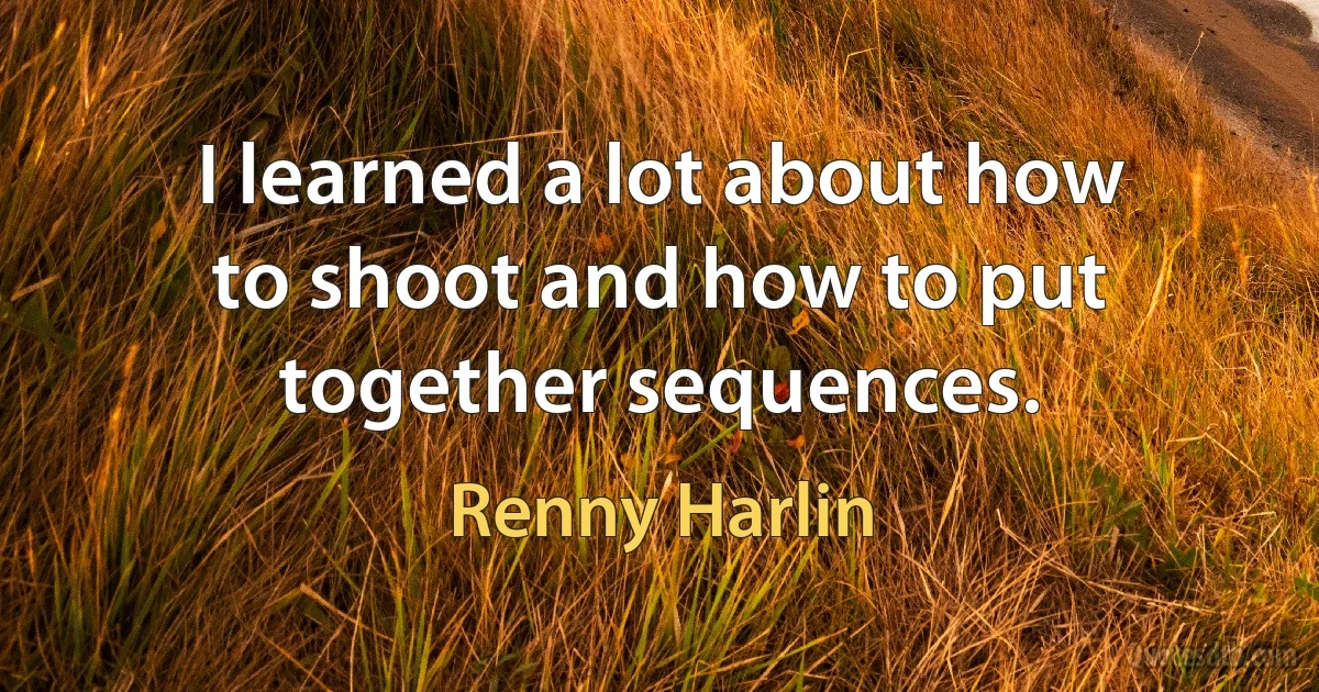 I learned a lot about how to shoot and how to put together sequences. (Renny Harlin)