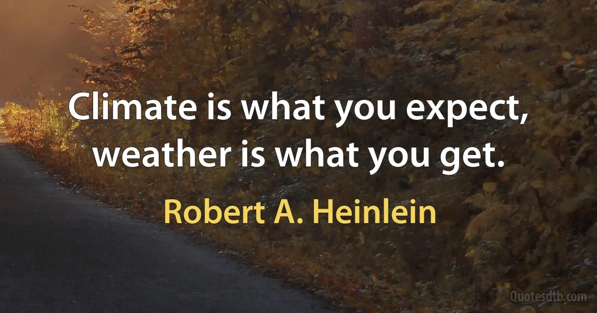 Climate is what you expect, weather is what you get. (Robert A. Heinlein)