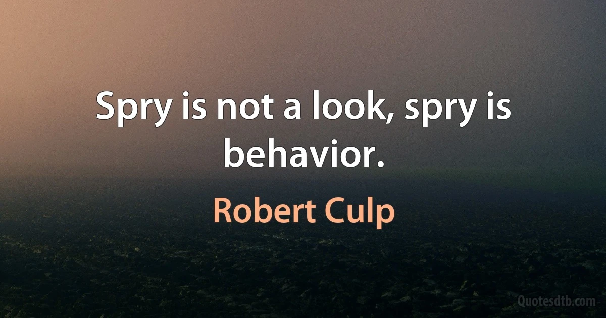 Spry is not a look, spry is behavior. (Robert Culp)