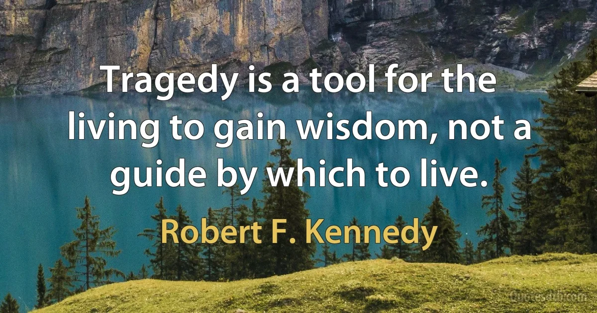 Tragedy is a tool for the living to gain wisdom, not a guide by which to live. (Robert F. Kennedy)