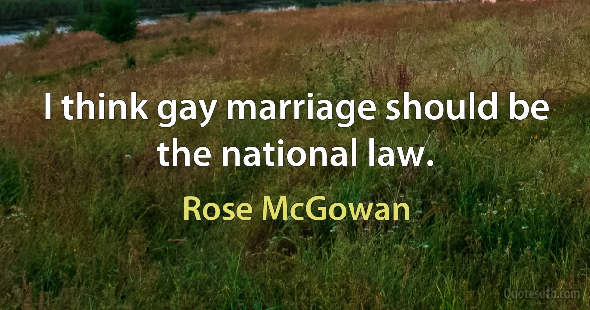 I think gay marriage should be the national law. (Rose McGowan)