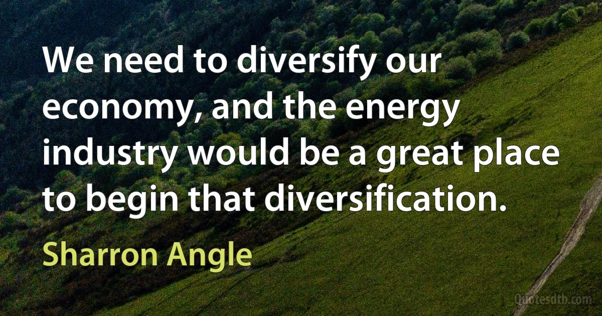 We need to diversify our economy, and the energy industry would be a great place to begin that diversification. (Sharron Angle)