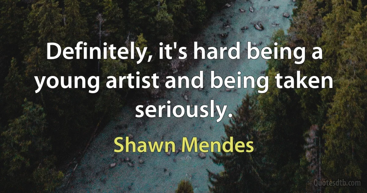 Definitely, it's hard being a young artist and being taken seriously. (Shawn Mendes)