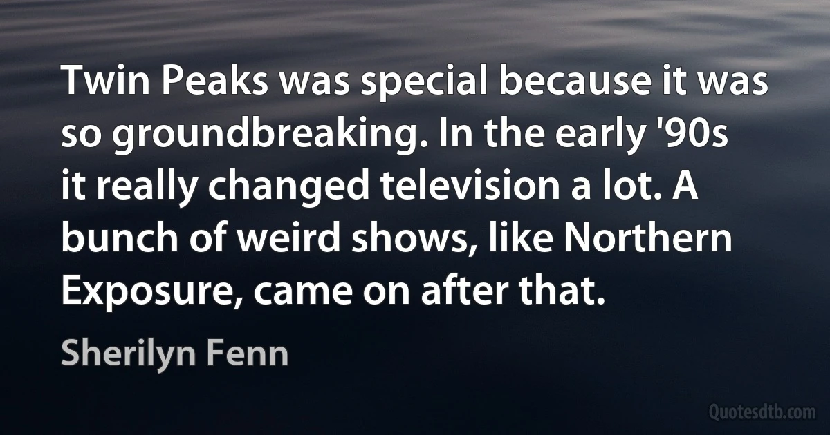 Twin Peaks was special because it was so groundbreaking. In the early '90s it really changed television a lot. A bunch of weird shows, like Northern Exposure, came on after that. (Sherilyn Fenn)