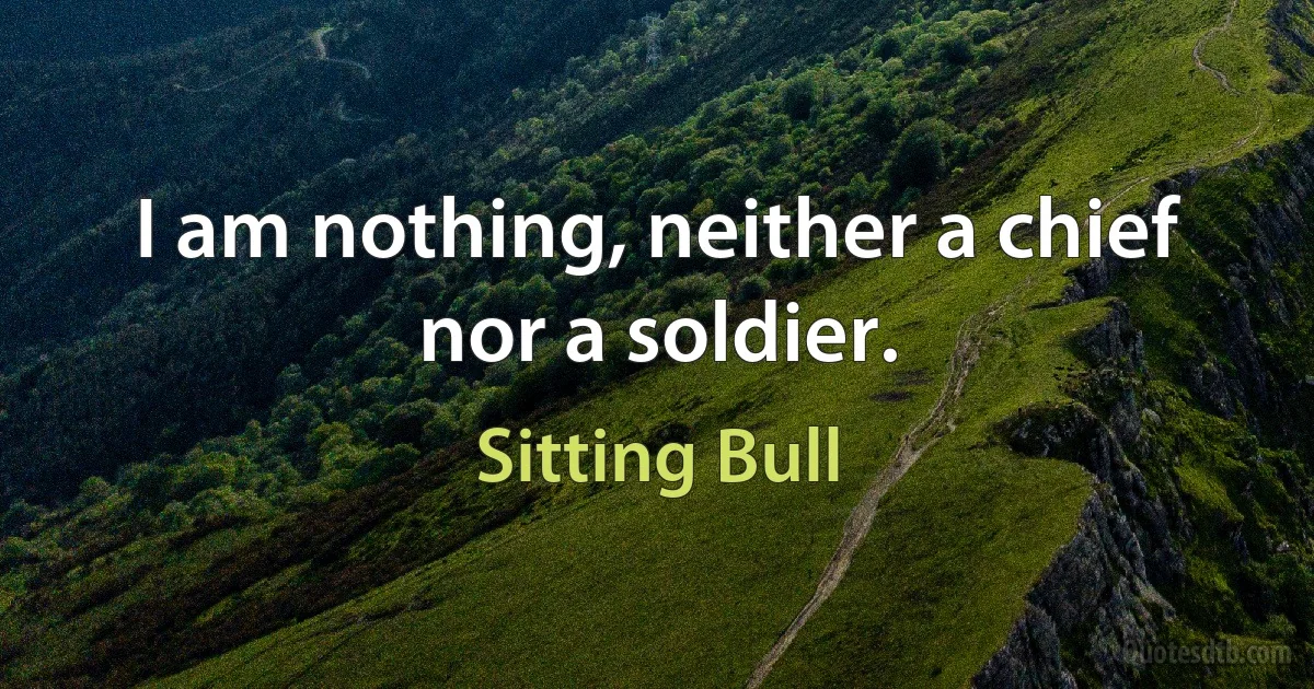 I am nothing, neither a chief nor a soldier. (Sitting Bull)