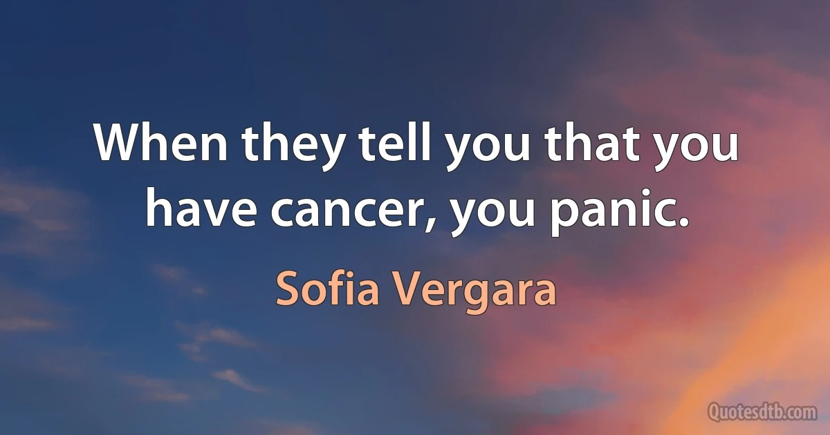 When they tell you that you have cancer, you panic. (Sofia Vergara)