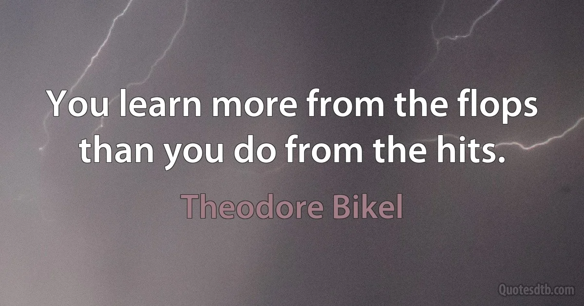 You learn more from the flops than you do from the hits. (Theodore Bikel)