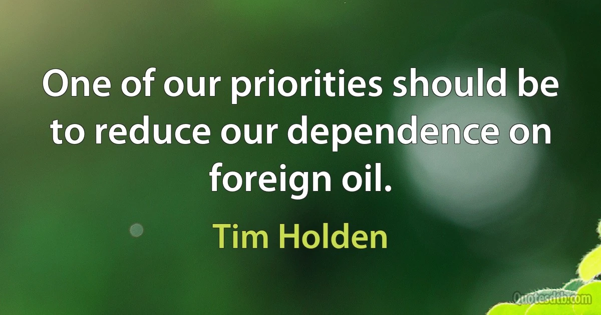 One of our priorities should be to reduce our dependence on foreign oil. (Tim Holden)