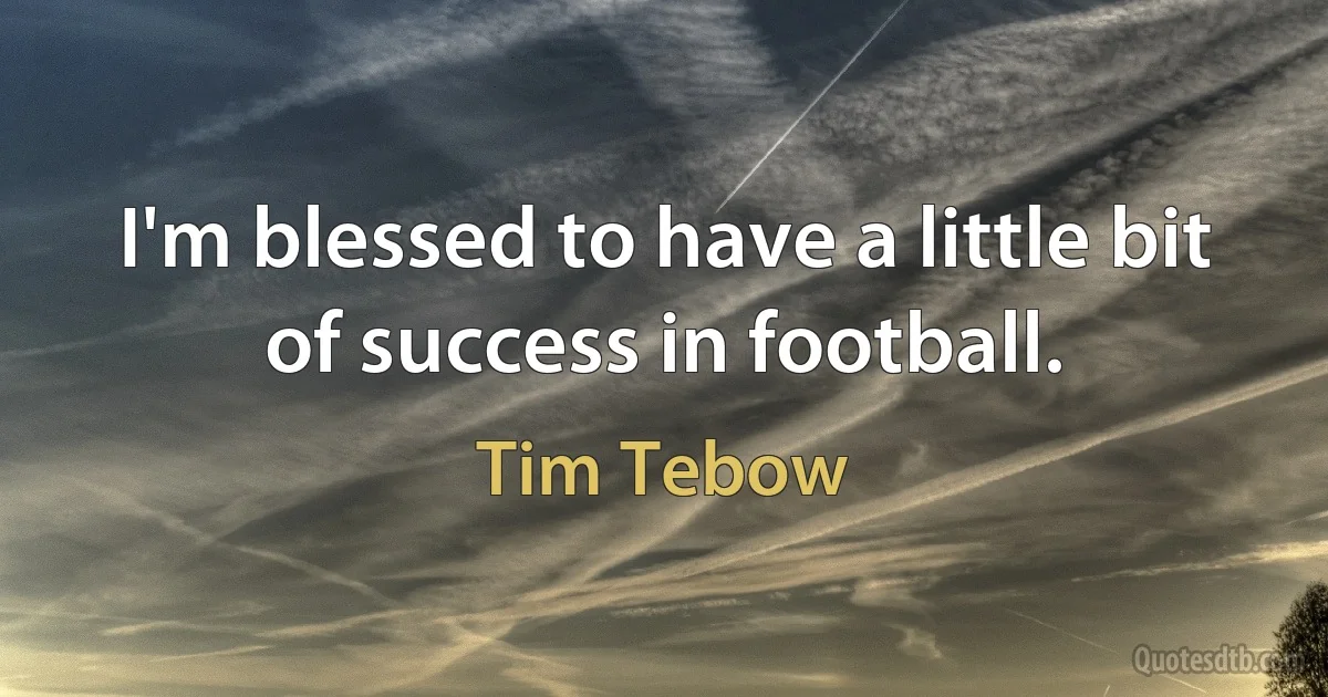 I'm blessed to have a little bit of success in football. (Tim Tebow)