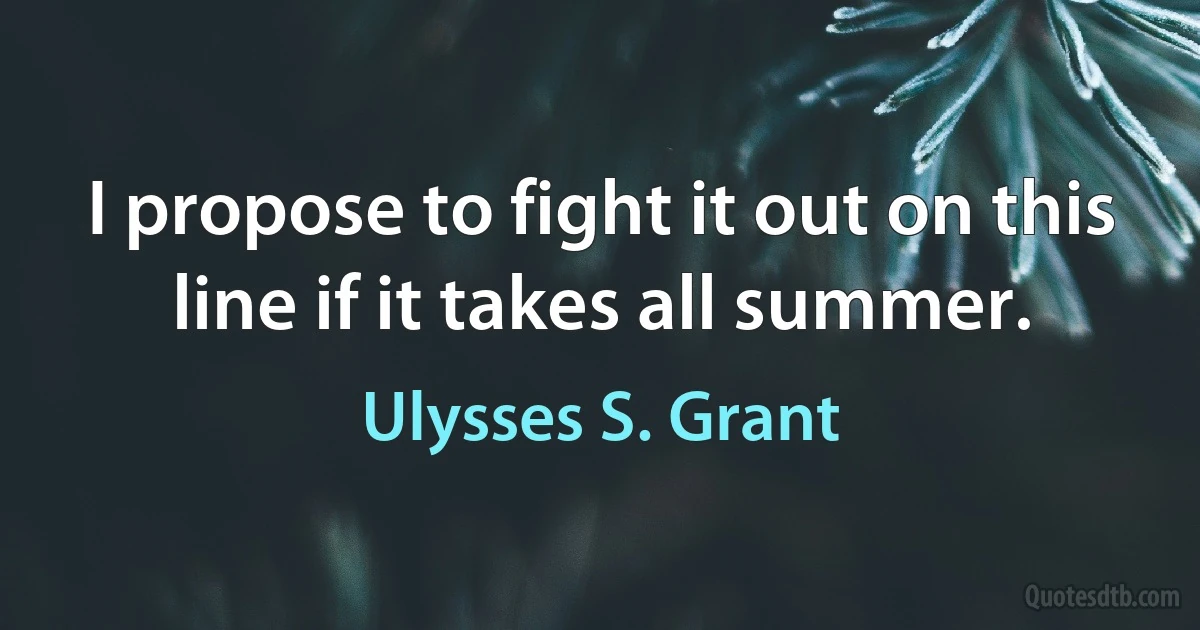 I propose to fight it out on this line if it takes all summer. (Ulysses S. Grant)