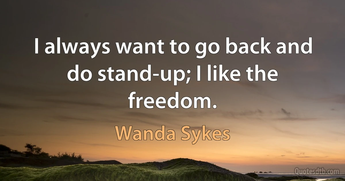 I always want to go back and do stand-up; I like the freedom. (Wanda Sykes)