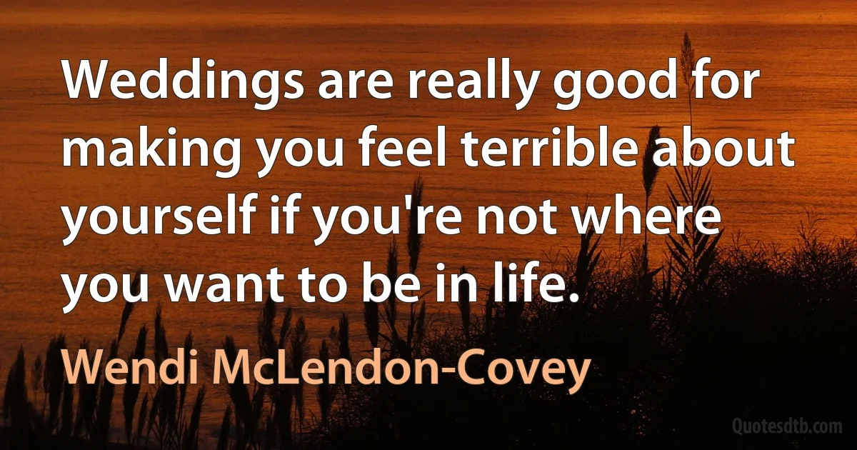 Weddings are really good for making you feel terrible about yourself if you're not where you want to be in life. (Wendi McLendon-Covey)