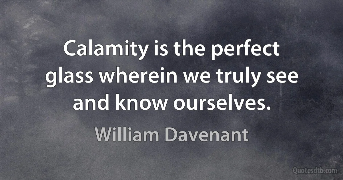 Calamity is the perfect glass wherein we truly see and know ourselves. (William Davenant)