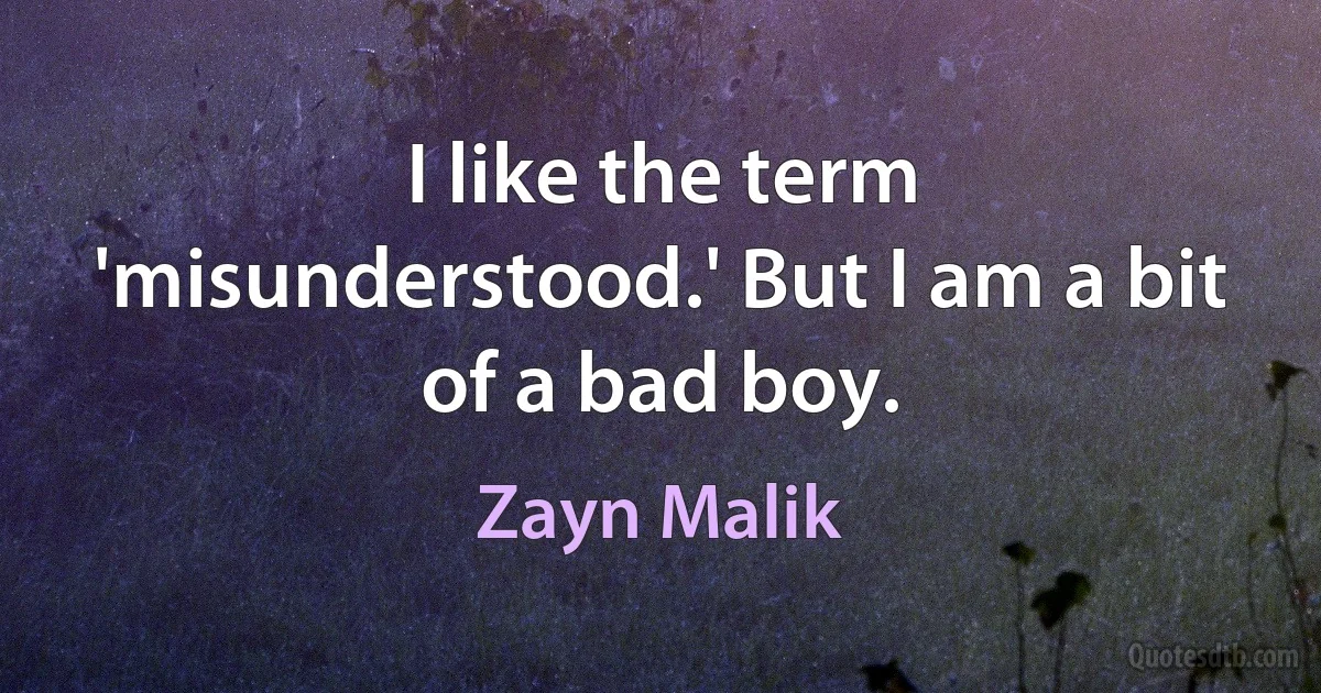 I like the term 'misunderstood.' But I am a bit of a bad boy. (Zayn Malik)