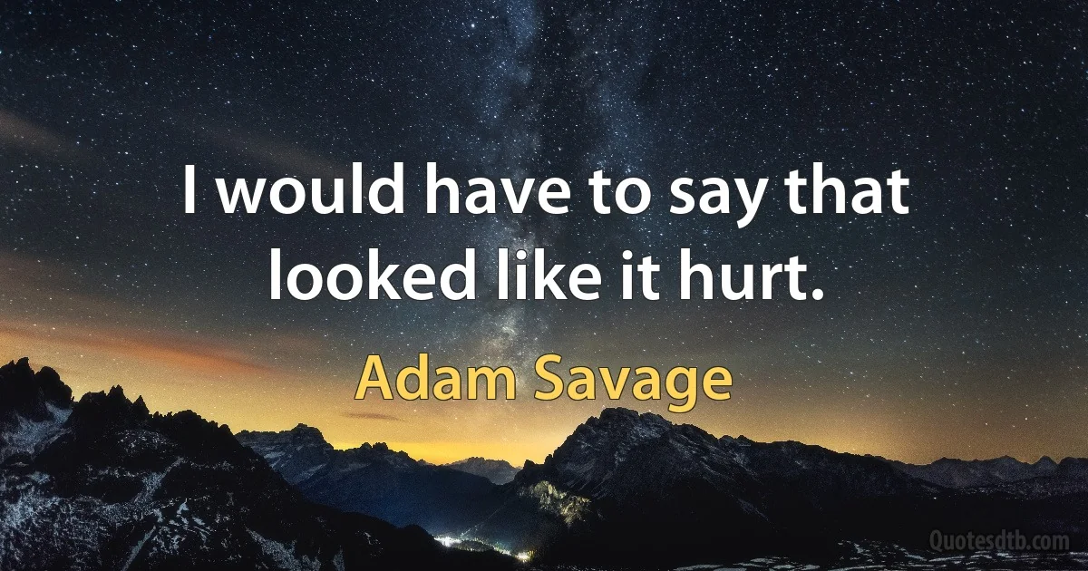 I would have to say that looked like it hurt. (Adam Savage)