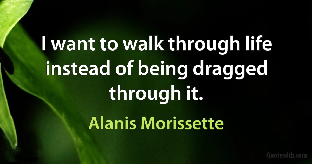 I want to walk through life instead of being dragged through it. (Alanis Morissette)