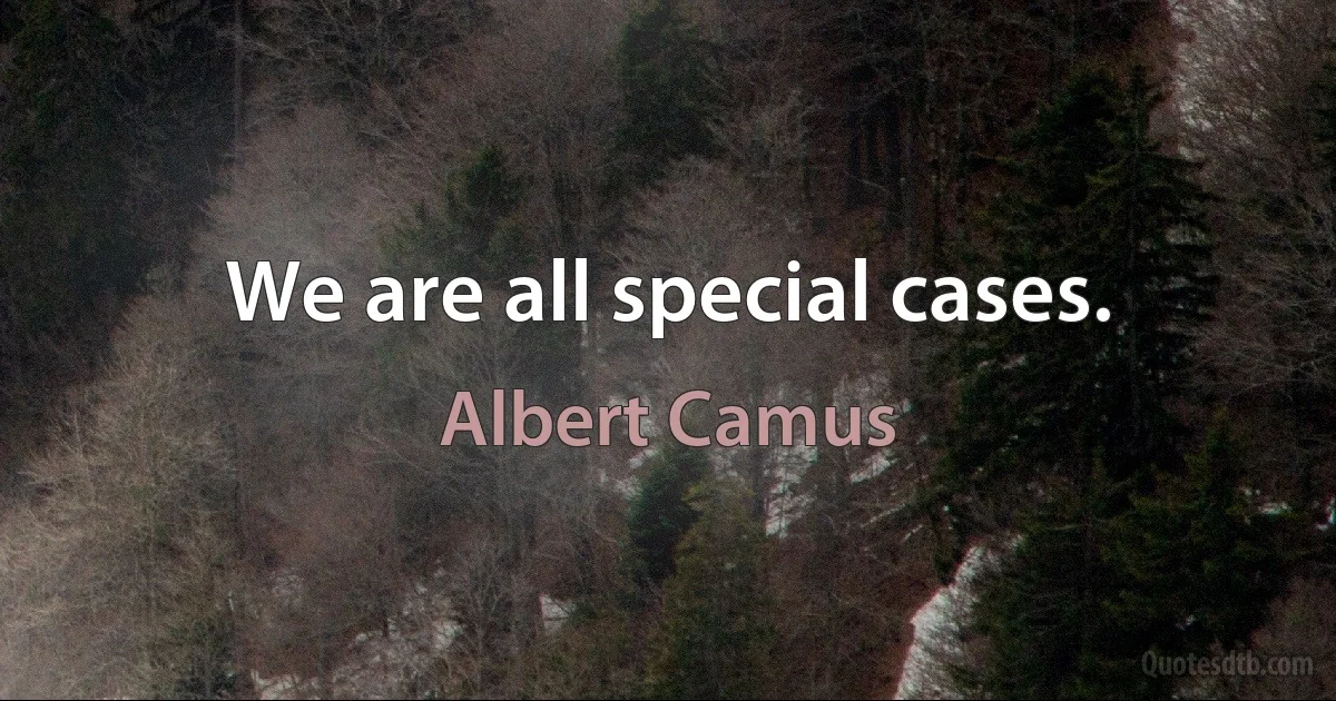 We are all special cases. (Albert Camus)