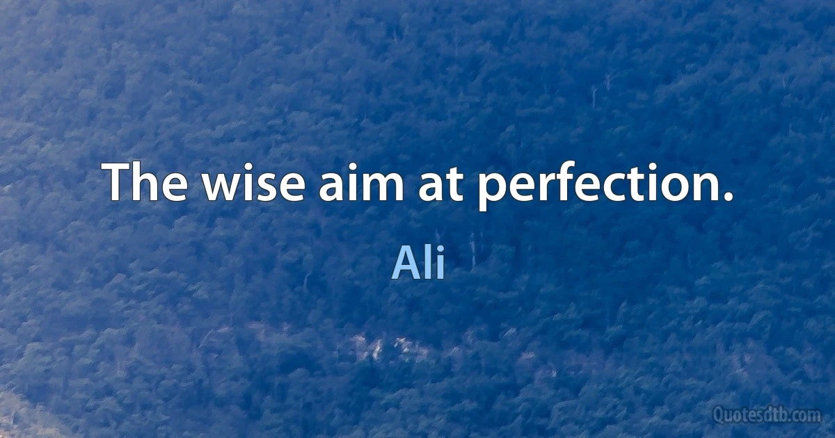 The wise aim at perfection. (Ali)