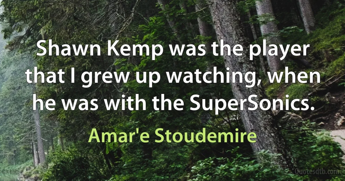 Shawn Kemp was the player that I grew up watching, when he was with the SuperSonics. (Amar'e Stoudemire)