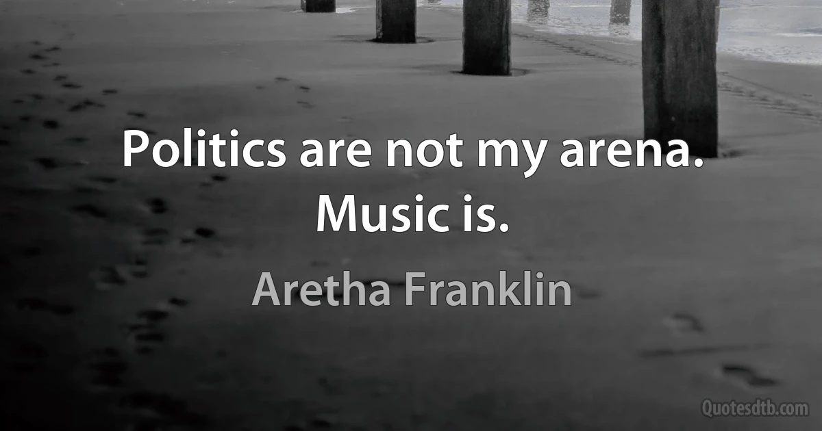 Politics are not my arena. Music is. (Aretha Franklin)