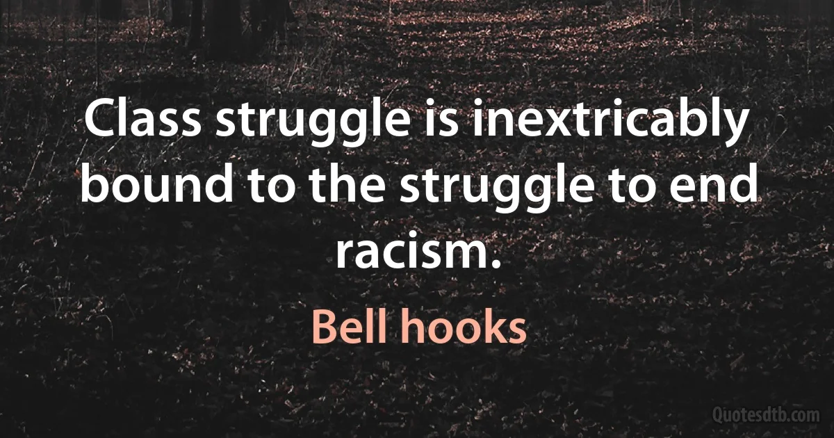 Class struggle is inextricably bound to the struggle to end racism. (Bell hooks)