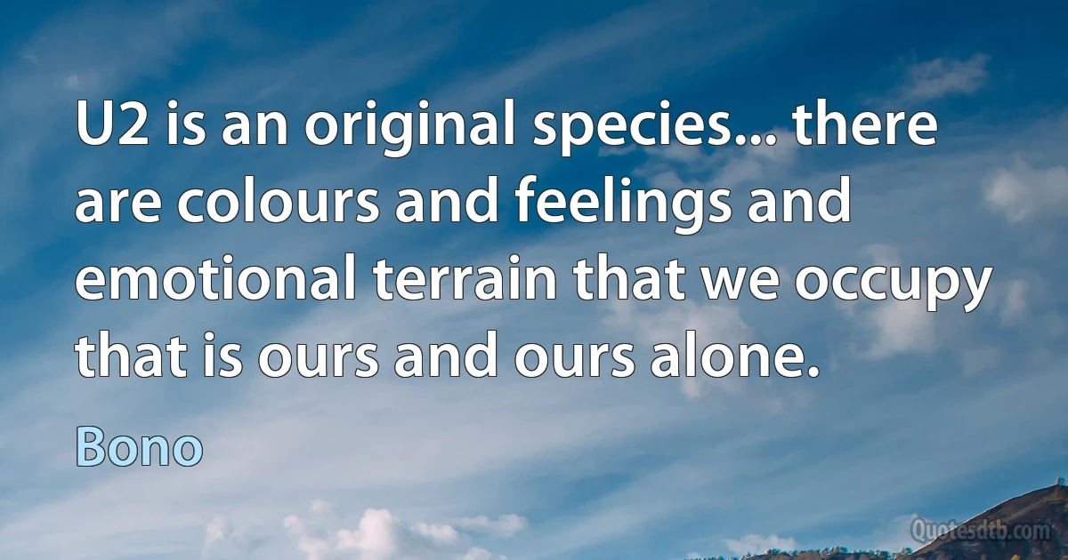 U2 is an original species... there are colours and feelings and emotional terrain that we occupy that is ours and ours alone. (Bono)