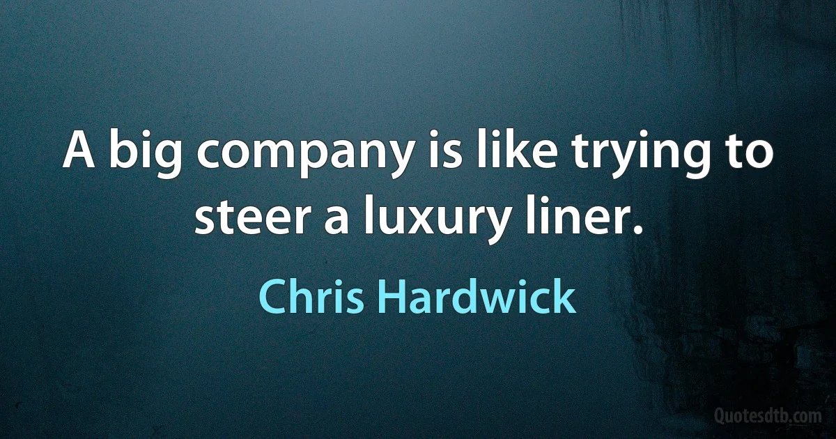 A big company is like trying to steer a luxury liner. (Chris Hardwick)