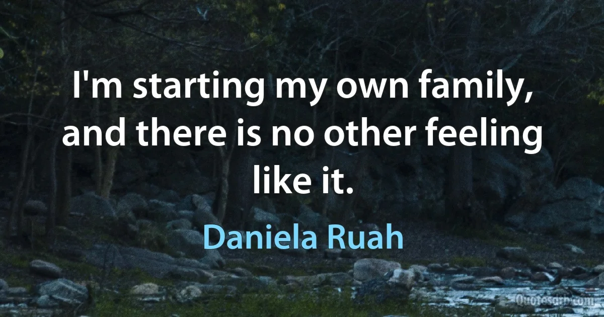 I'm starting my own family, and there is no other feeling like it. (Daniela Ruah)