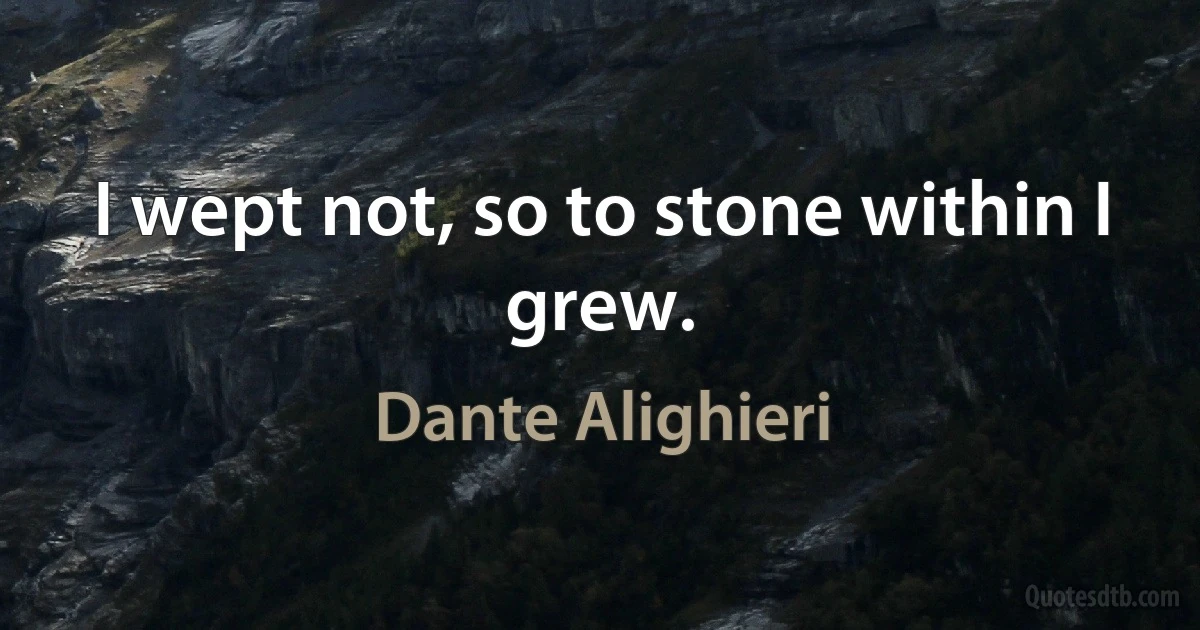 I wept not, so to stone within I grew. (Dante Alighieri)