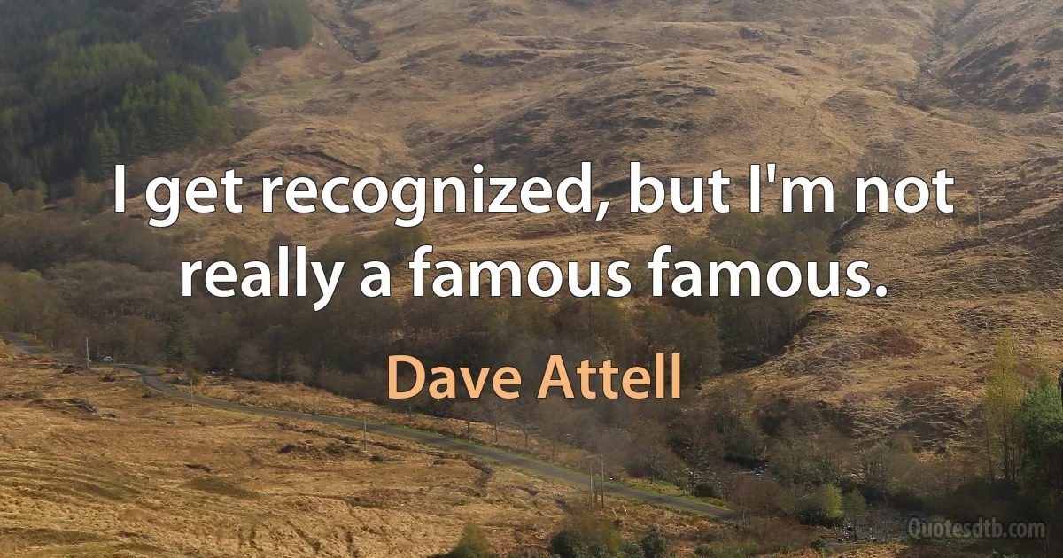 I get recognized, but I'm not really a famous famous. (Dave Attell)