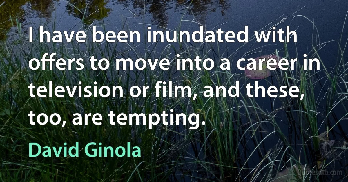 I have been inundated with offers to move into a career in television or film, and these, too, are tempting. (David Ginola)