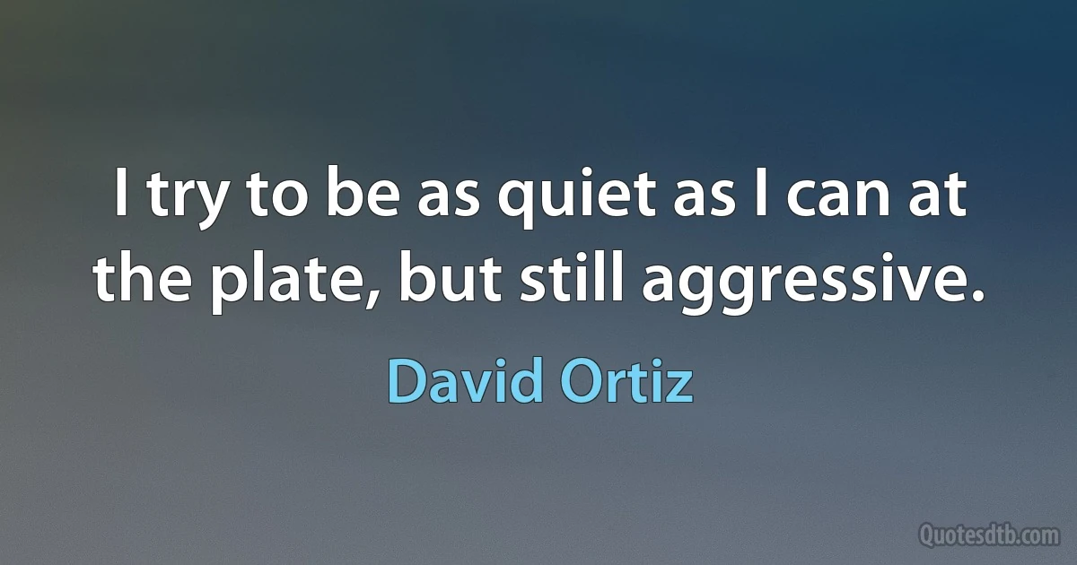 I try to be as quiet as I can at the plate, but still aggressive. (David Ortiz)