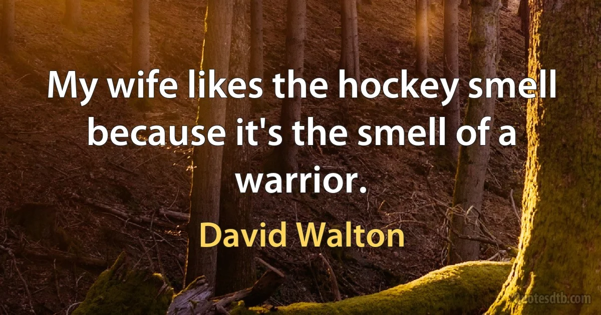 My wife likes the hockey smell because it's the smell of a warrior. (David Walton)